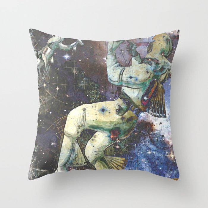 digital astronaut, vintage, space, galaxy, astronomy Throw Pillow
