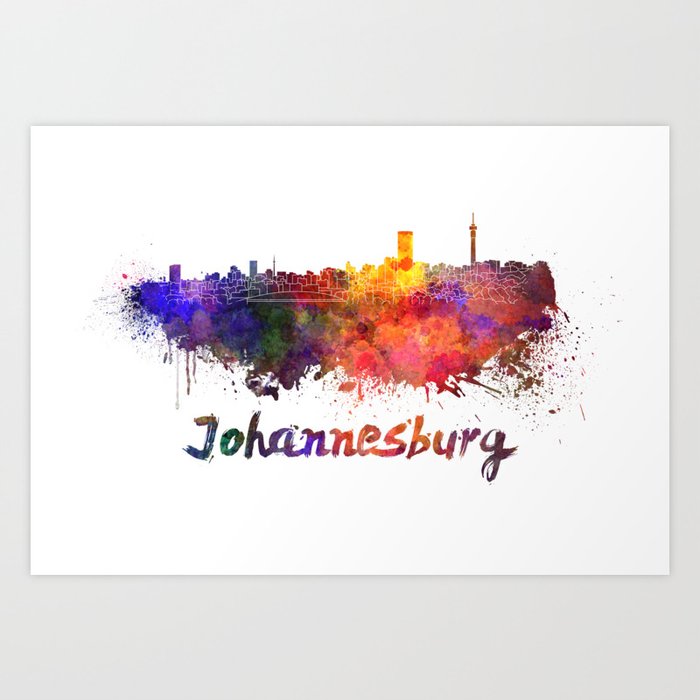 johannesburg skyline in watercolor Art Print by CrisrommerART Society6