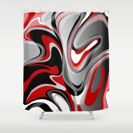 Liquify - Red, Gray, Black, White Shower Curtain