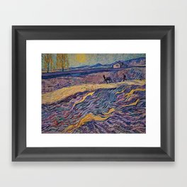 Enclosed Lavender Field with Ploughman by Vincent van Gogh Framed Art Print