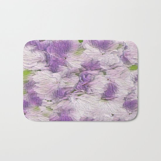 Purple - Lavender Fluffy Floral Abstract Bath Mat