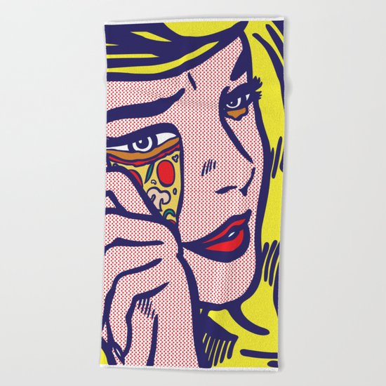 Crying Pizza Girl Beach Towel