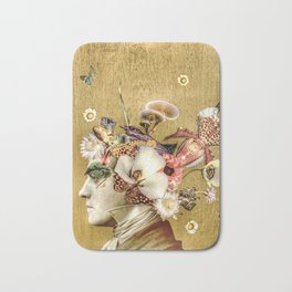They Called Him Jack in the Pulpit Until He Left the Church  Bath Mat | Man, Golden, Collage, Mushroom, Nature, Ladyjend, Jackinthepulpit, Acrylic, Floral, Butterfly 