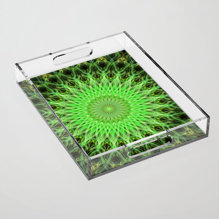 Bright green mandala Acrylic Tray