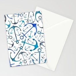 Nautical Watercolour Anchors Stationery Cards