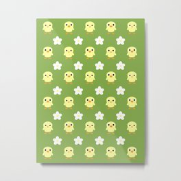 spring pattern 2 Metal Print | Pattern, Duck, Vector, Easterdesign, Chicks, Cartoon, Easter, Duckling, Graphicdesign, Spring 