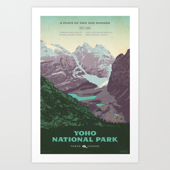 Yoho National Park Poster Kunstdrucke | Graphic-design, Digital, Typografie, Illustration, Vector, Landscape, Graphic-design, Yoho, National-park, Canada