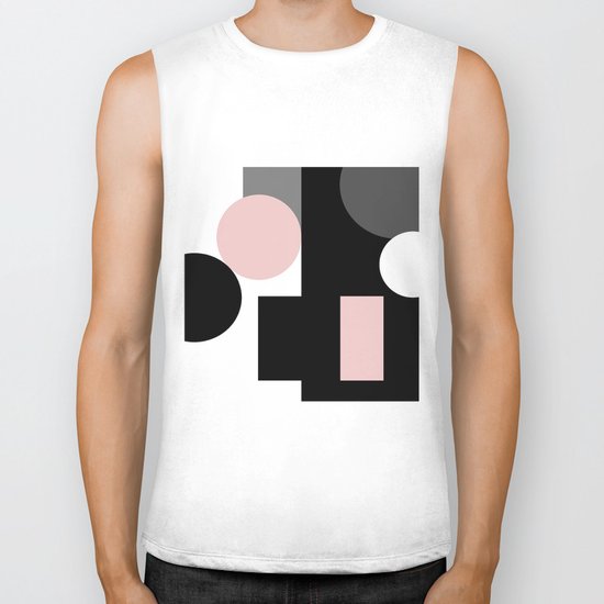 An abstract geometric pattern . Geometric shapes . Black pink white pattern . Biker Tank