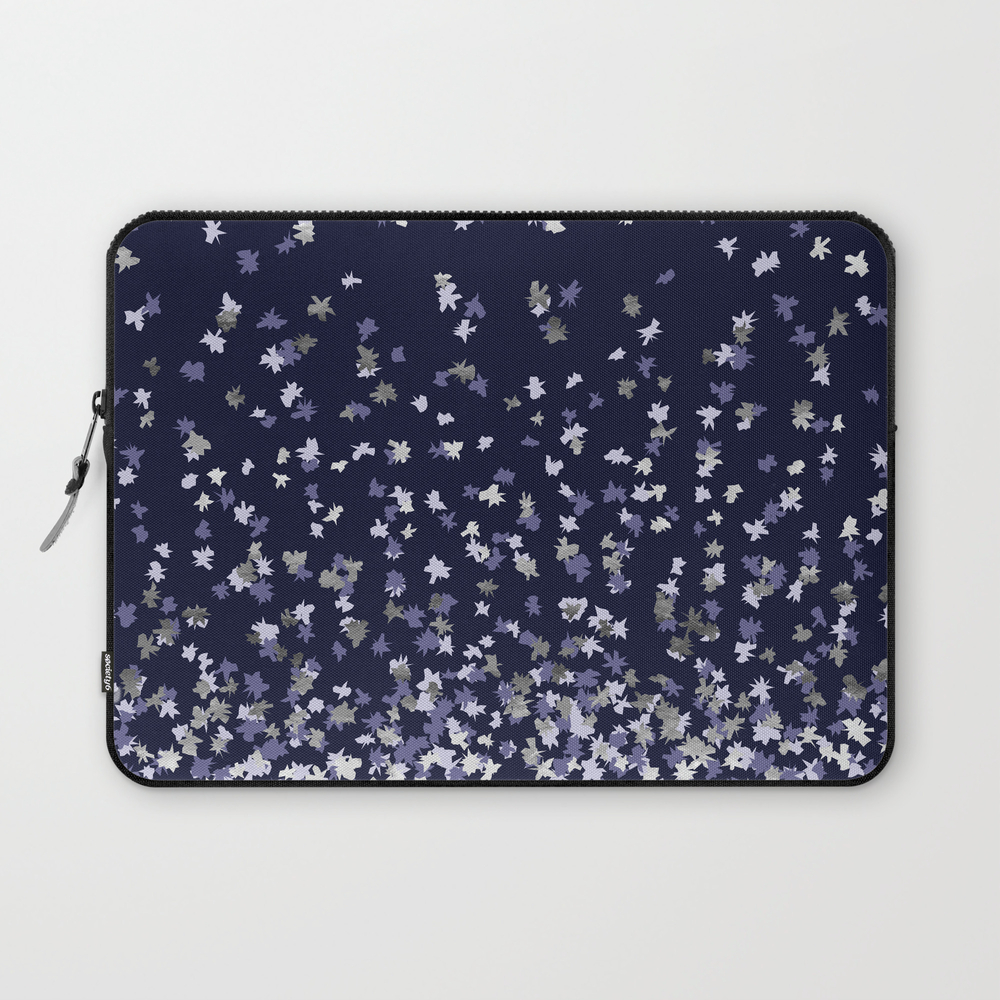 Floating Confetti - Navy Blue and Silver Laptop Sleeve by fancyashelltees