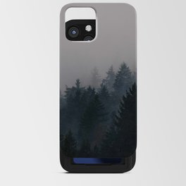 Watercolor Pine Forest Mountains in the Fog iPhone Card Case