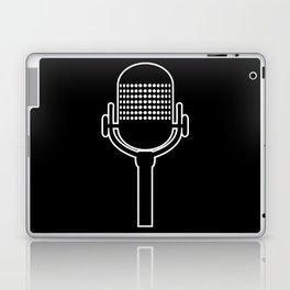 Retro Microphone In White Line Drawing Laptop Skin