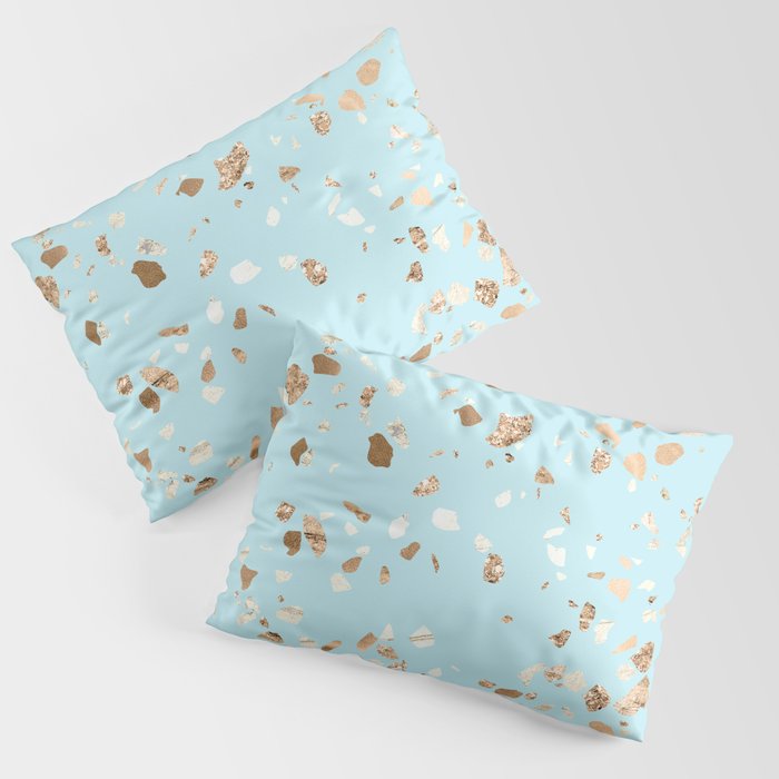 Blue Gold Modern Terrazzo Pillow Sham