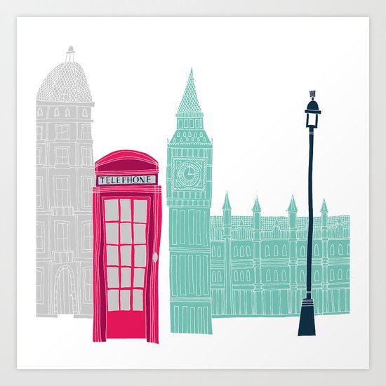 London Red Telephone Box (pink) Art Print