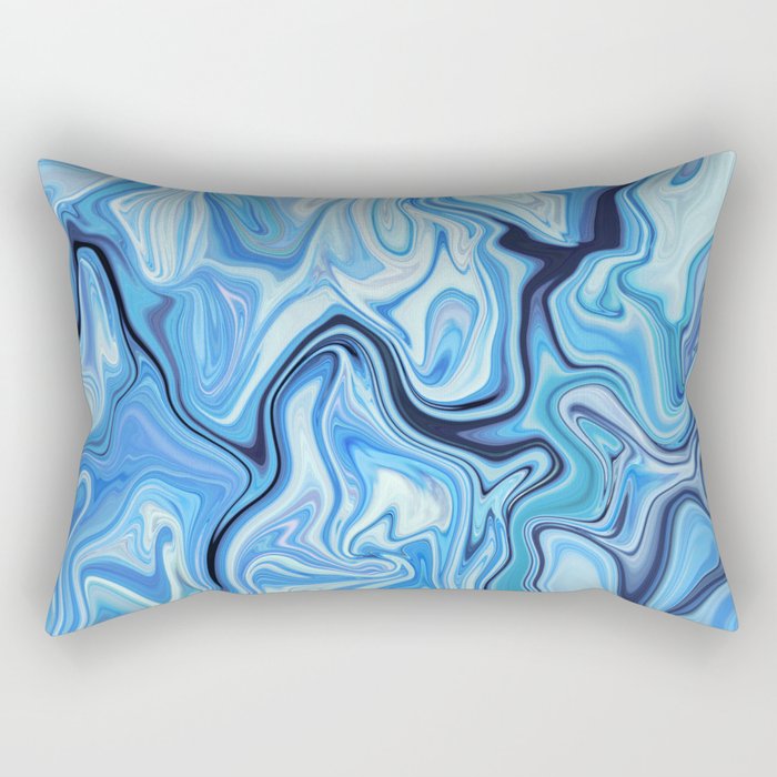 Marbled Frenzy Electric Blue Rectangular Pillow by Lisa Argyropoulos ...