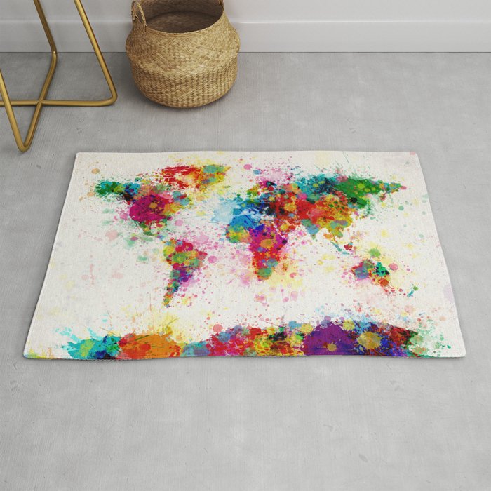 Map of the World Map Paint Splashes Rug
