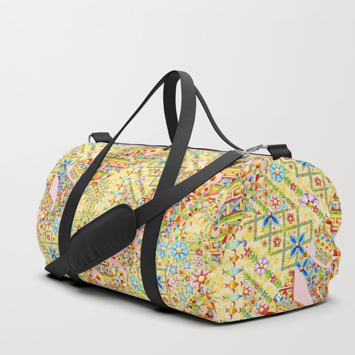 printed duffle bags