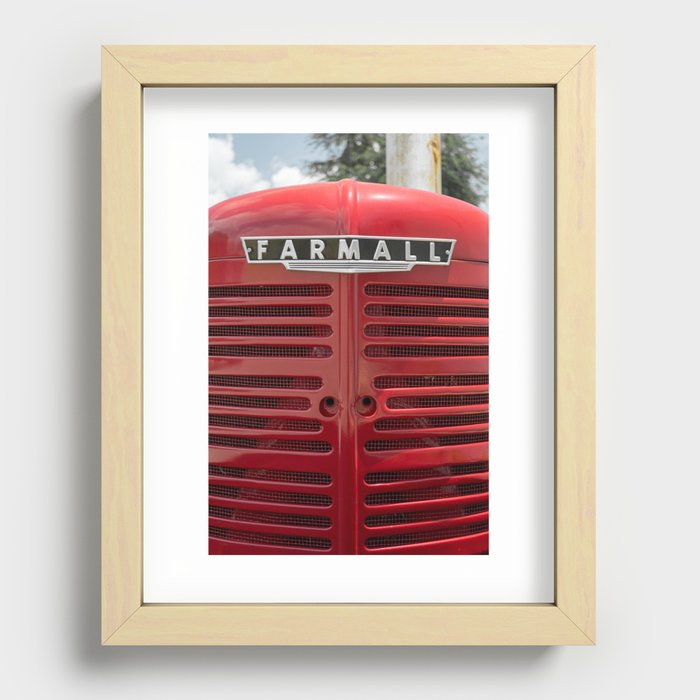 Vintage Farmall M Grill Antique Red Tractor Recessed Framed Print