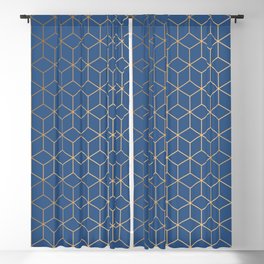 Classic Blue Gold Geometric Pattern Blackout Curtain
