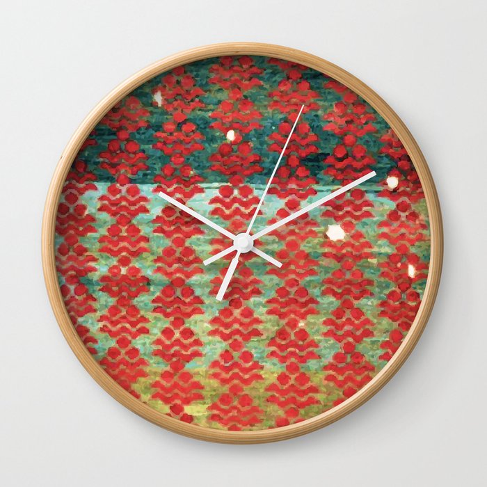 Abrashed Kurdish Rug Digital Painting Wall Clock