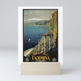 Vintage Taormina Sicily Italian travel ad Mini Art Print