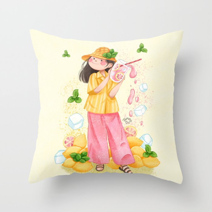 Strawberry Lemonade Throw Pillow