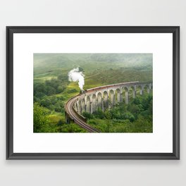 Hogwart Express steam engine in the scottish highlands Framed Art Print