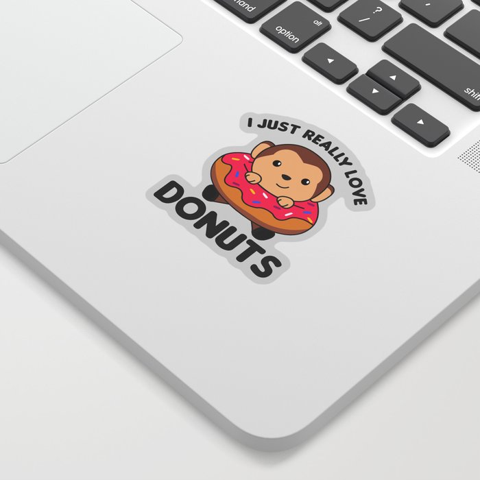 Sweet Monkey Funny Animals In Donut Pink Sticker