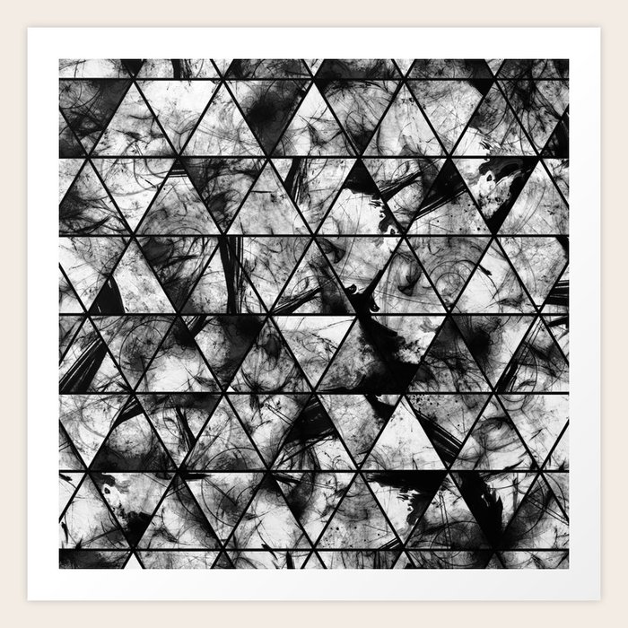 Triangular Whispers - Black and white, geometric abstract ...
