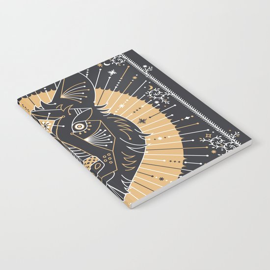 Wild & Free Wolf – Gold & Grey Notebook