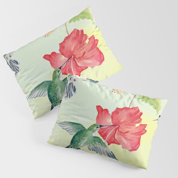 Colorful Hummingbirds and Hibiscus  Pillow Sham