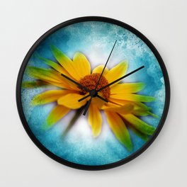 little pleasures of nature -390- Wall Clock | Flower, Turquoise, Green, Marguerite, Spring, Digital Manipulation, Color, Yellow, Daisy, Summer 