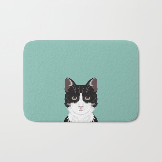 Quinn - Cute black and white cat tuxedo cat gifts for cat lady gift ideas cell phone case with cat Bath Mat
