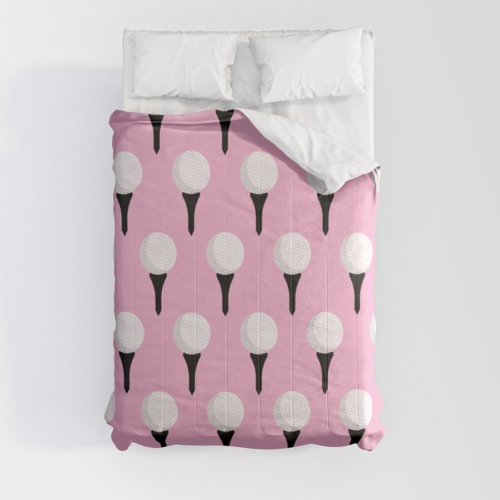 Golf Ball & Tee Pattern (Pink) Comforter