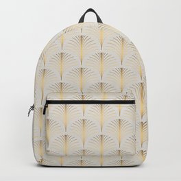 Golden Fan Leaf Art Deco Backpack | Pattern, Retro, Classic, Graphicdesign, Luxury, Fan, Artdeco, Background, Elegance, Deco 