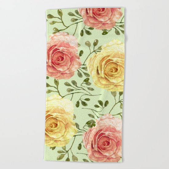 Watercolor Roses #6 Beach Towel