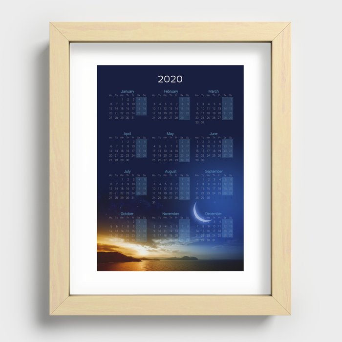 Calendar 2020 with Moon #2 Recessed Framed Print