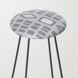 Retro Diamonds Rectangles Silver Counter Stool