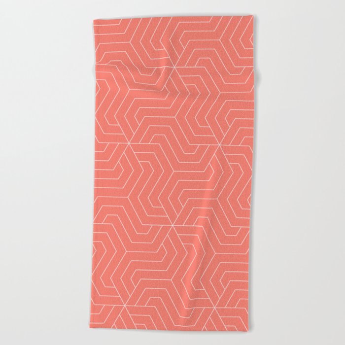 Salmon - pink - Modern Vector Seamless Pattern Beach Towel