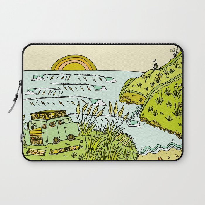 home is where you park it // wandering in new zealand // retro surf art by surfy birdy Laptop Sleeve