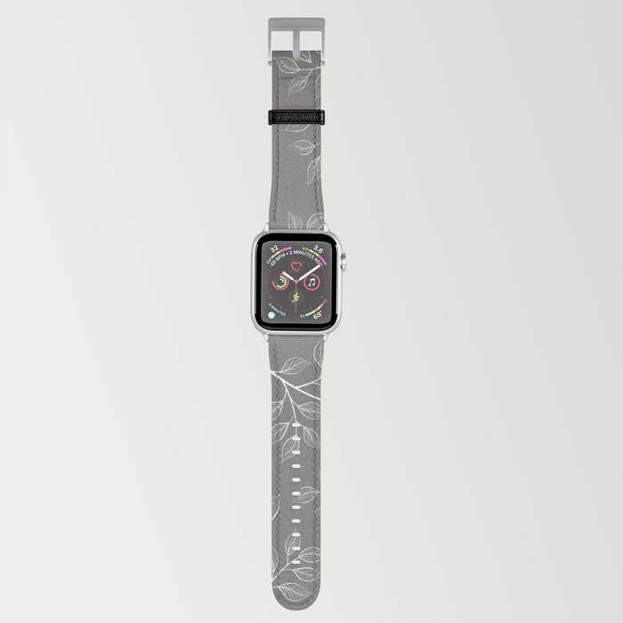 Gray Fall Leaf Print Apple Watch Band