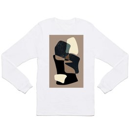 Clay Shapes Black, Teal and Offwhite Long Sleeve T-shirt