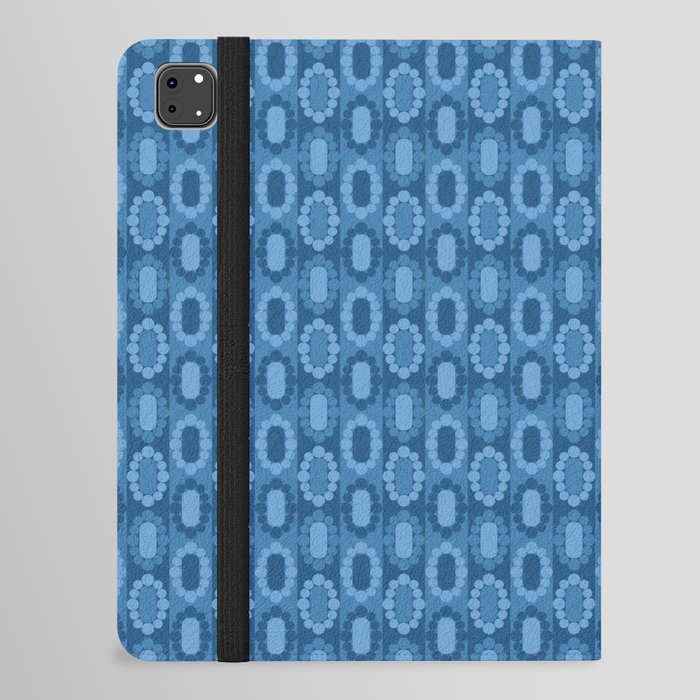 Abstract Geometric Flower Jewels in Blue iPad Folio Case