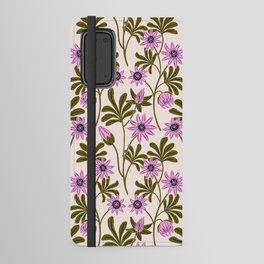 Passion Blooms in Pink and Forest Green on Cream Android Wallet Case