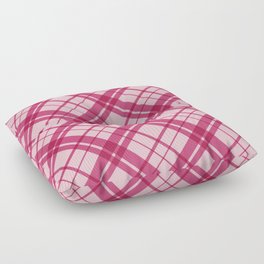 Deep pink diagonal gingham checked Floor Pillow