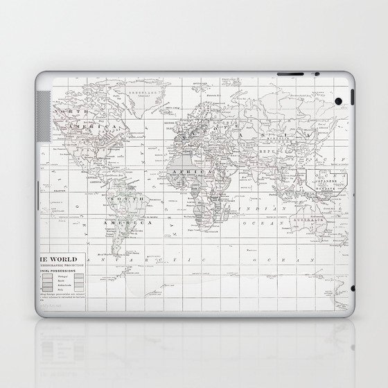 World Map ~ White on White Laptop & iPad Skin