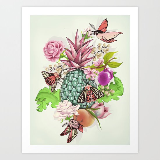 Glam Tropical - silver version Art Print