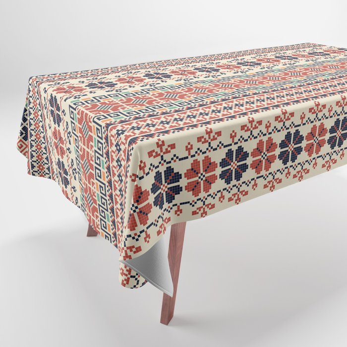 Seamless pattern with traditional palestinian embroidery motif Tablecloth