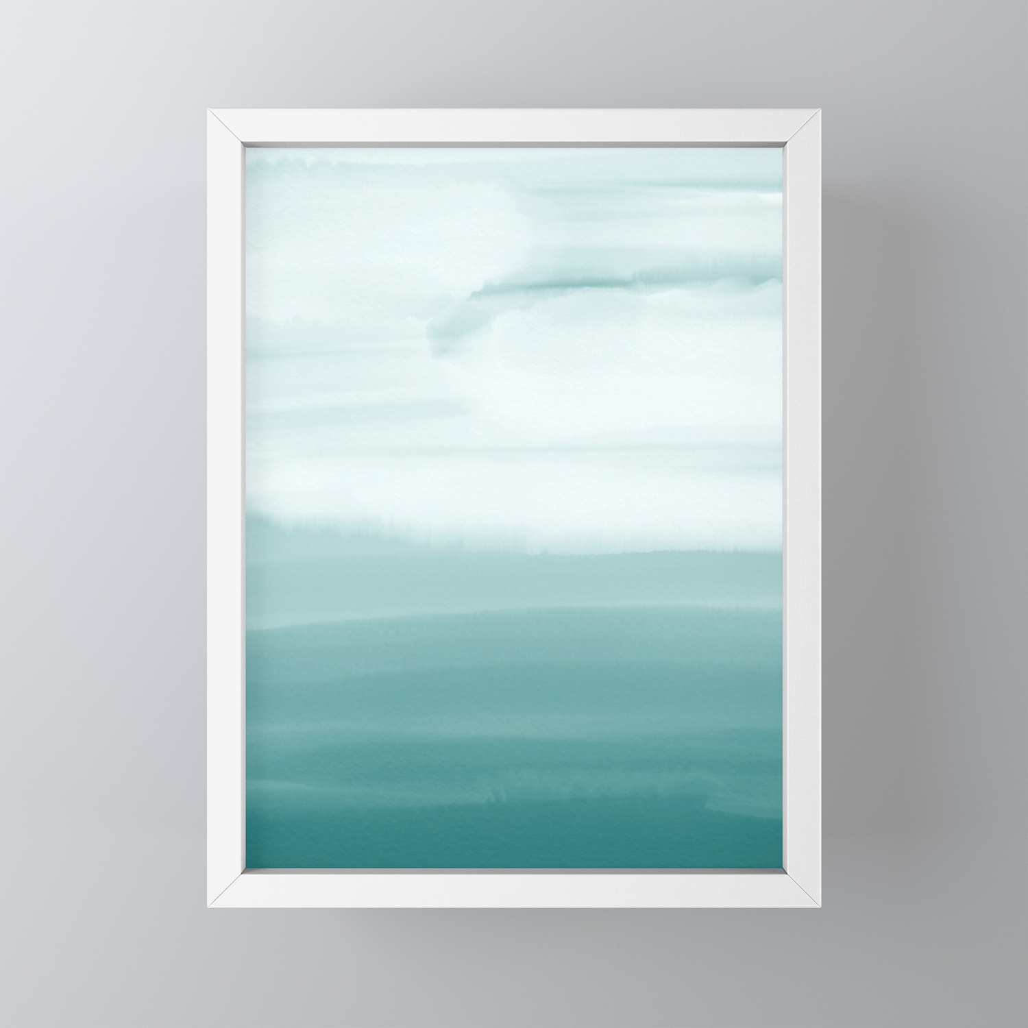 6x6 Original Abstract Ocean Small Minimalist Painting Waves Art Square Soft Muted Yellow Green Blues Water Beach Sky Horizon Unframed Square