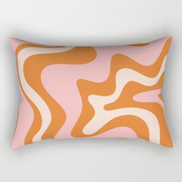 Liquid Swirl Retro Abstract Pattern in Orange Pink Cream Rectangular Pillow