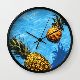 Blue water pineapples Wall Clock